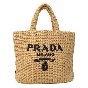 Prada Tan and Black Woven Shoulder Bag